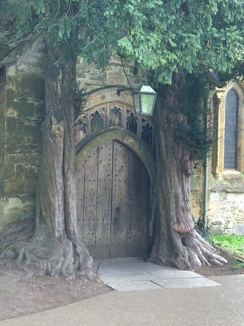 St. Edward's Church door in Stow-on-the-Wold. Illustration for England Travels post.
