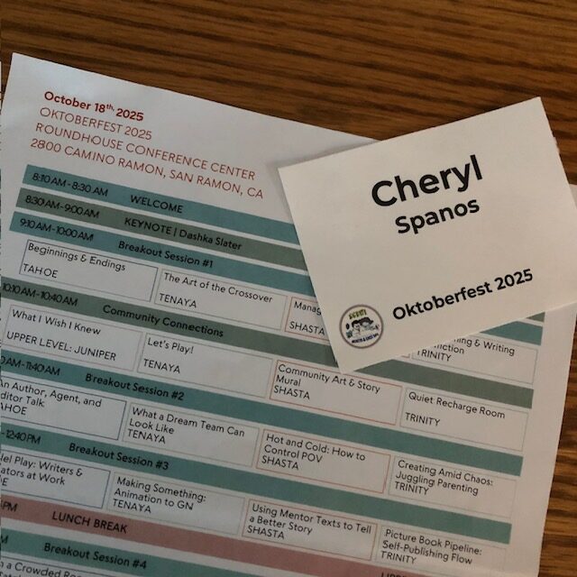 SCBWI Oktoberfest 2025 schedule and badge image for blog post